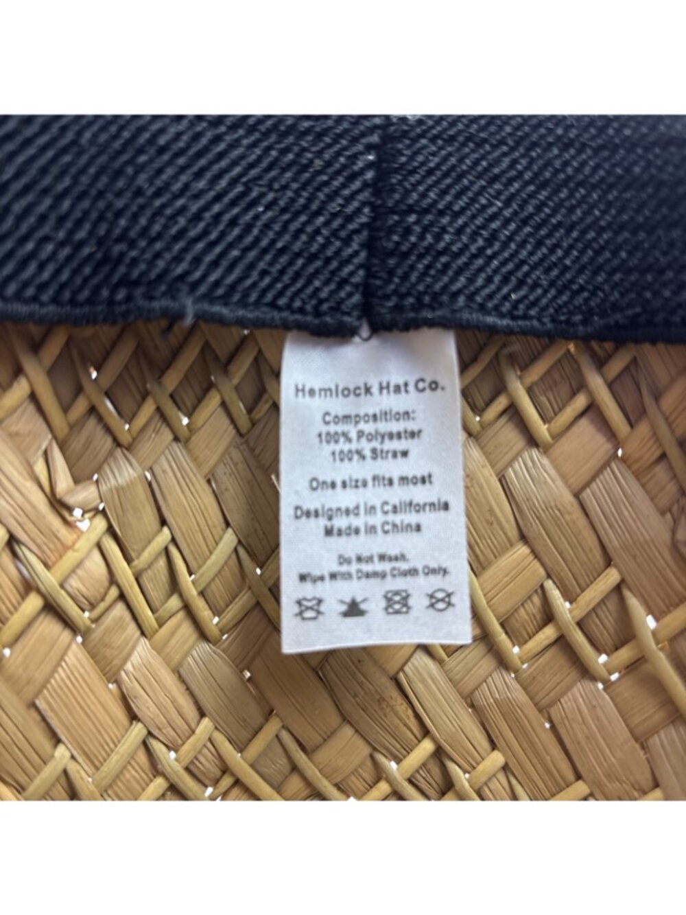 Hemlock Hat Company Straw Beach Sun Hat One Size Chin Strap American Flag Print - Picture 5 of 5
